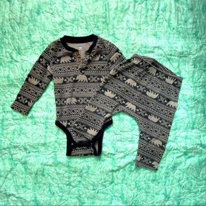 Old Navy thermal Henley onesie and pants
